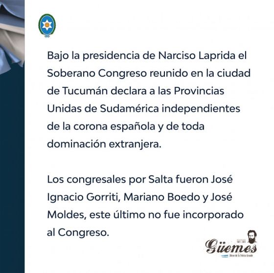 Efemérides de Güemes 9 de Julio